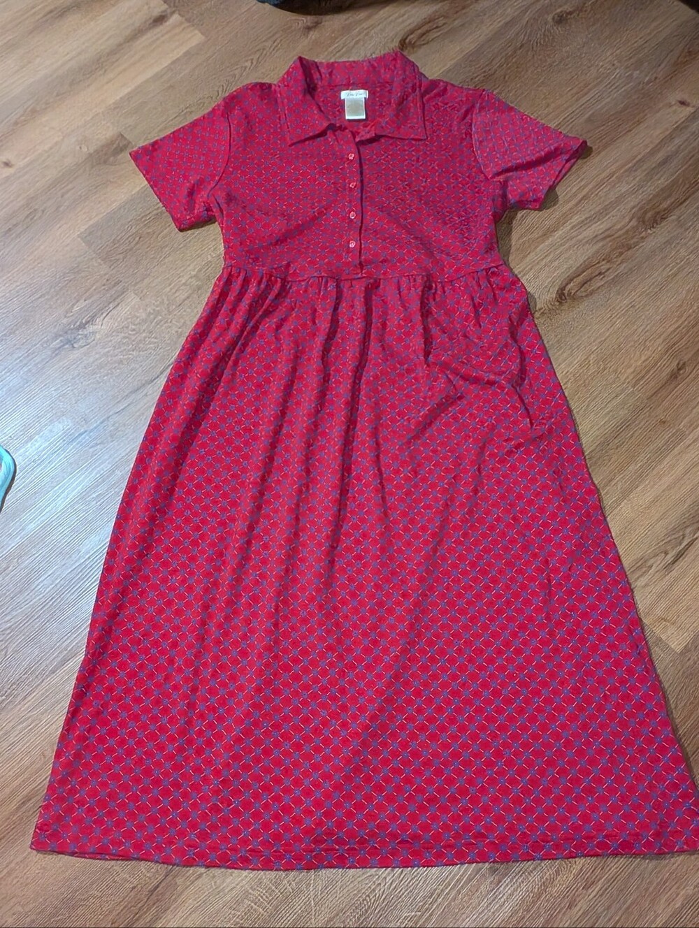 Vintage Bobbie Brooks Red Midi Collared Dress XL